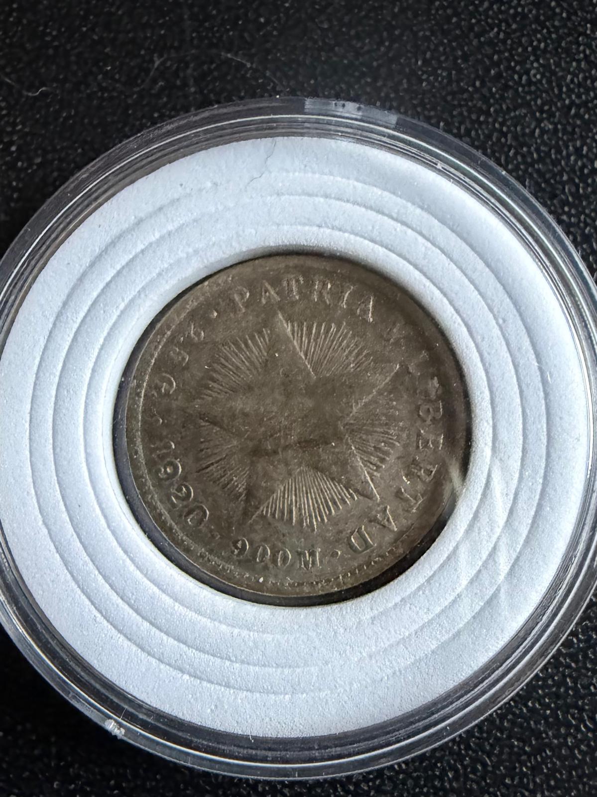 1920 Cuba 10 Centavos – 90% Silver – Cuban Star Coin – Original Toning