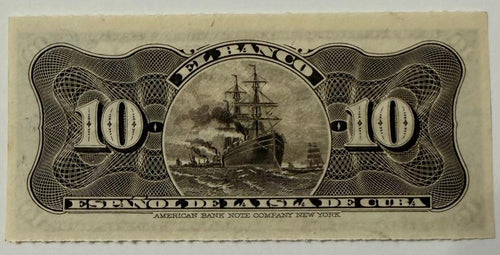 1897 Cuba 10 Centavos Banco Español de la Isla de Cuba Series K Colonial Banknote