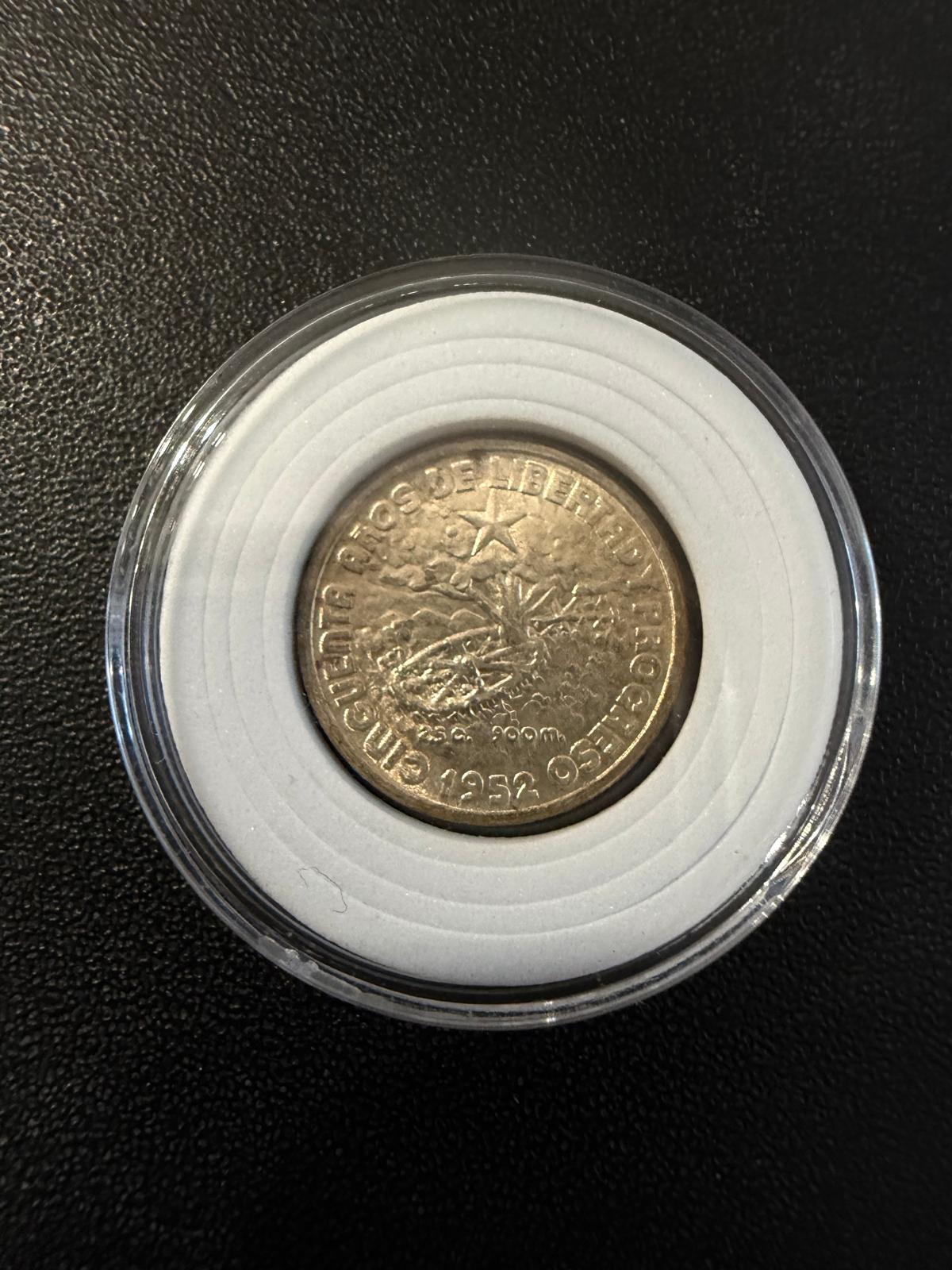 1952 Cuba 10 Centavos – 50th Anniversary of the Republic – Silver Coin