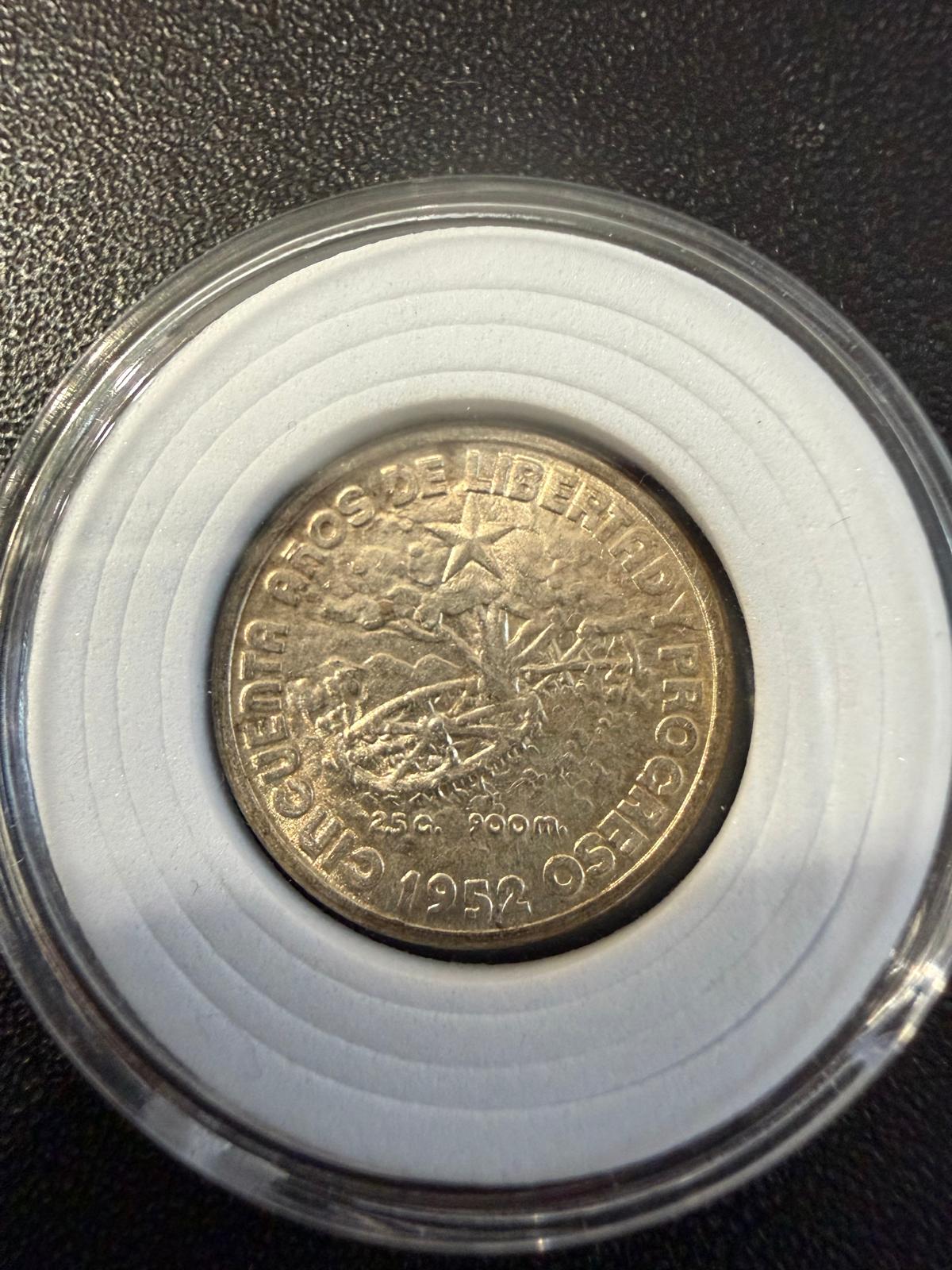 1952 Cuba 10 Centavos – 50th Anniversary of the Republic – Silver Coin