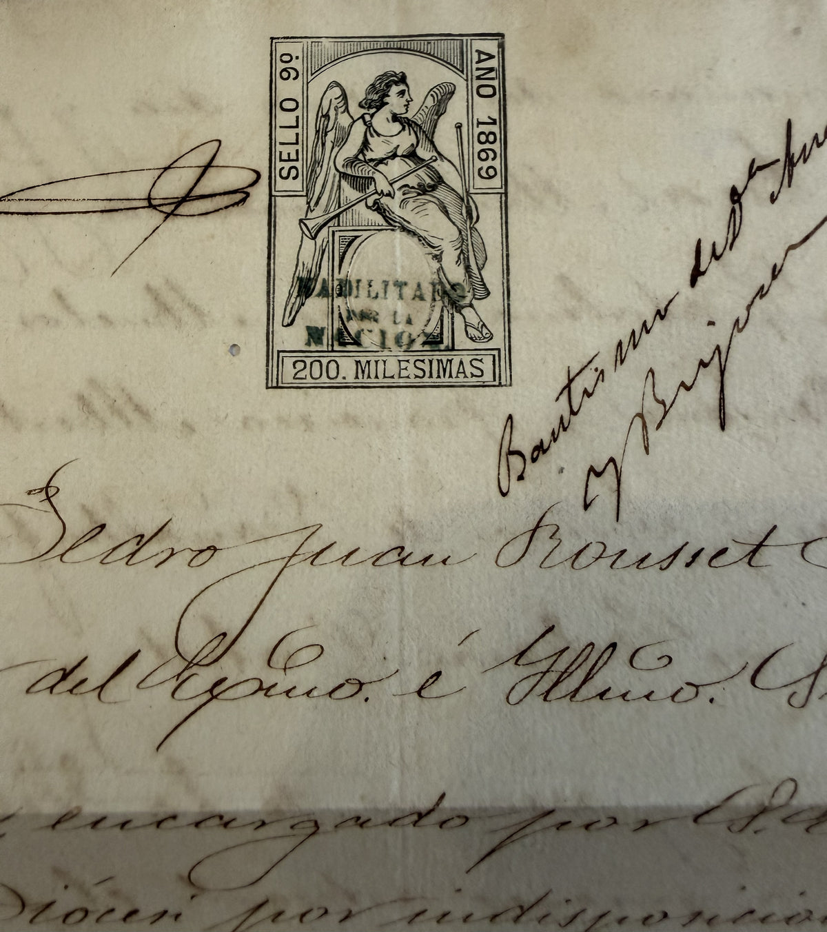 1869 Mallorca Spain Baptism Certificate – 1846 Banyalbufar Record – Episcopal Seal & Revenue Stamp