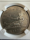 1870 18-70 Spain 5 Pesetas Silver Coin – Provisional Government S.N.-M. Madrid