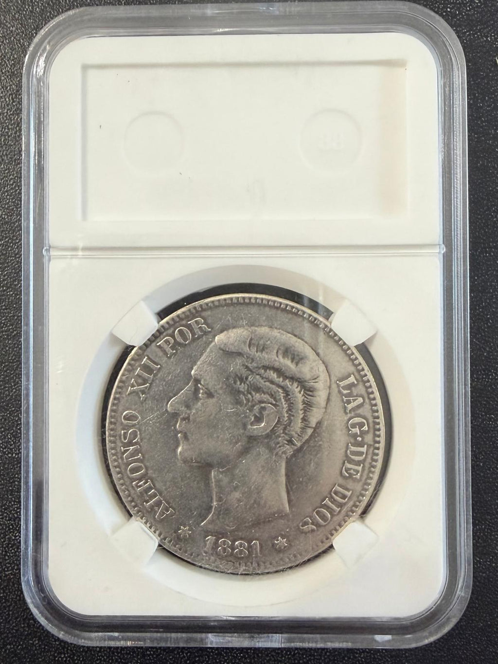 1881 18-81 España 5 Pesetas Alfonso XII Moneda de Plata M.S.-M. – Fecha Escasa