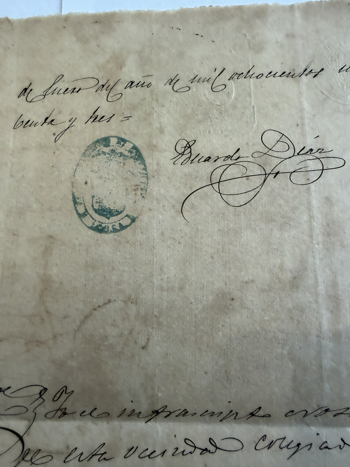 1893 Spain Death Certificate – Lorca Hospital Nurse – 75c Revenue Stamped Paper