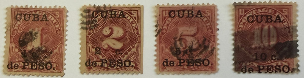 1899 Cuba U.S. Occupation Postage Due Stamp Set Scott J1–J4 – 1c 2c 5c 10c Used