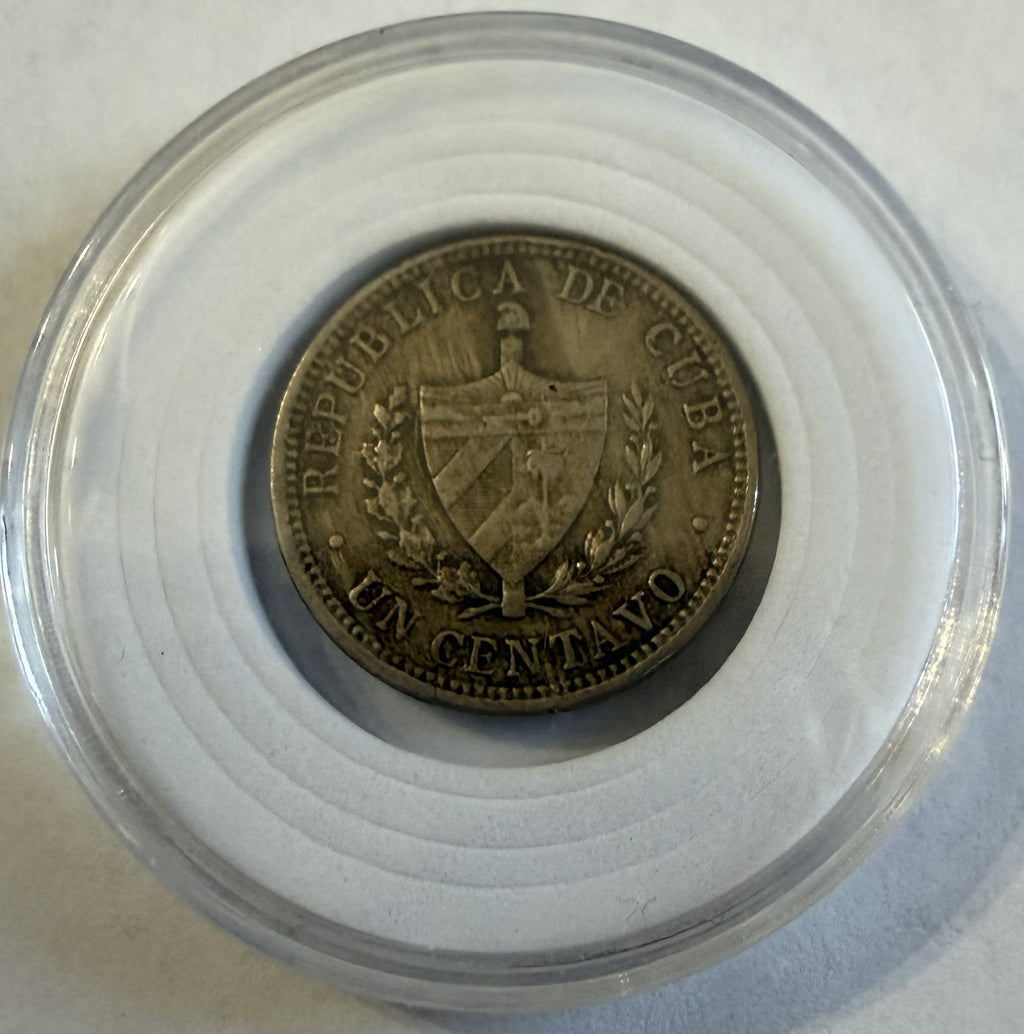 Moneda cubana de 1 centavo de 1916 – República temprana de Cuba – Patria y Libertad – KM# 9.1