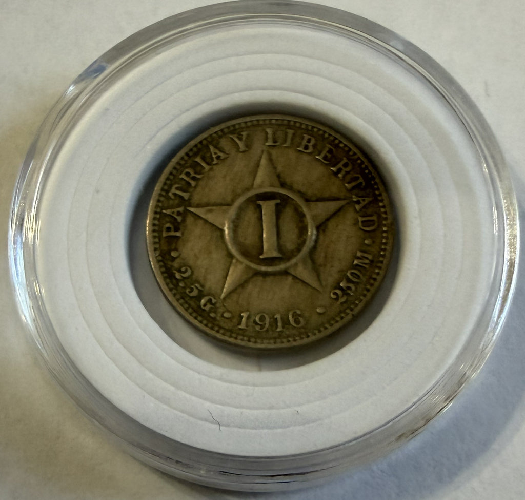 Moneda cubana de 1 centavo de 1916 – República temprana de Cuba – Patria y Libertad – KM# 9.1