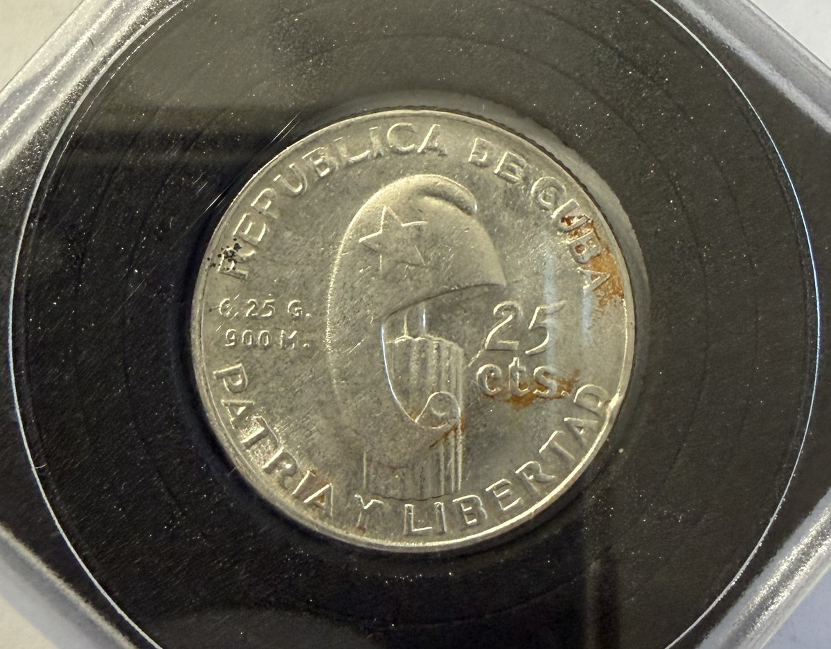 1953 Cuba 25 Centavos José Martí Centennial – .900 Silver Coin – KM#27