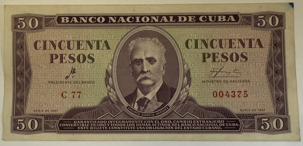 1961 Cuba Che Guevara Signature 5-Banknote Set – 1, 5, 10, 20 & 50 Pesos – Vintage Cuban Currency