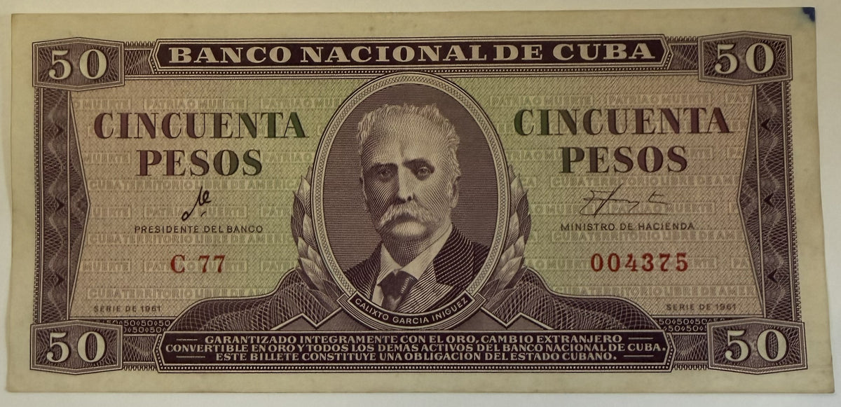 1961 Cuba Che Guevara Signature 5-Banknote Set – 1, 5, 10, 20 & 50 Pesos – Vintage Cuban Currency
