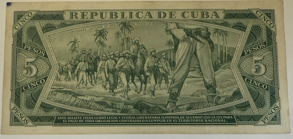 1961 Cuba Che Guevara Signature 5-Banknote Set – 1, 5, 10, 20 & 50 Pesos – Vintage Cuban Currency