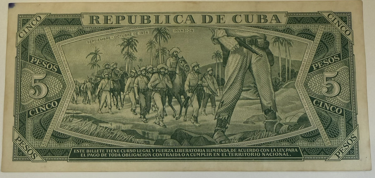 1961 Cuba Che Guevara Signature 5-Banknote Set – 1, 5, 10, 20 & 50 Pesos – Vintage Cuban Currency