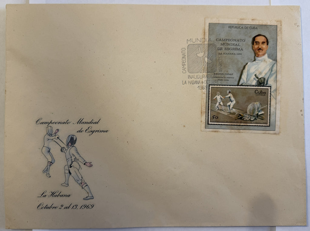 1969 Cuba World Fencing Championships Ramón Fonst Souvenir Cover – Havana