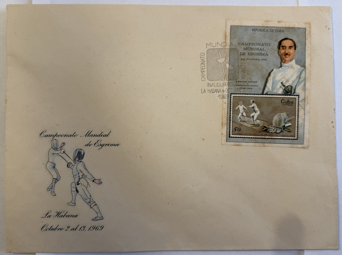 1969 Cuba World Fencing Championships Ramón Fonst Souvenir Cover – Havana