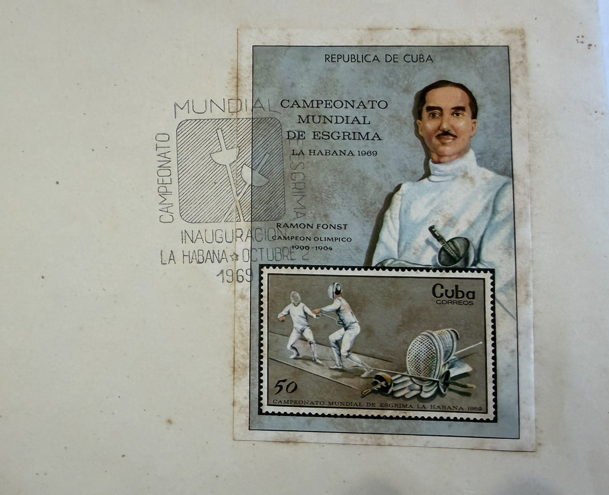 1969 Cuba World Fencing Championships Ramón Fonst Souvenir Cover – Havana