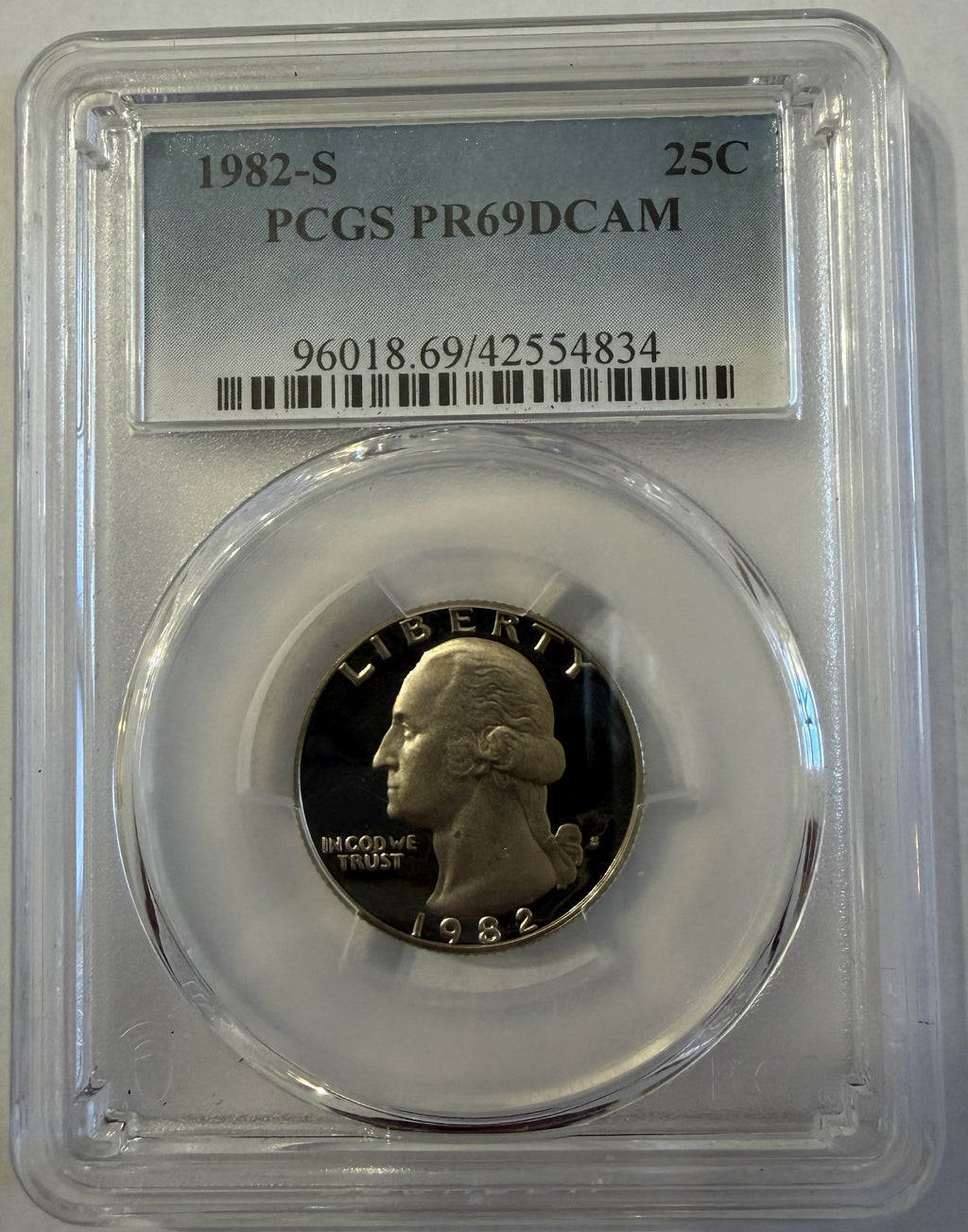 1982-S Washington Quarter 25¢ – PCGS PR69DCAM – Deep Cameo Proof