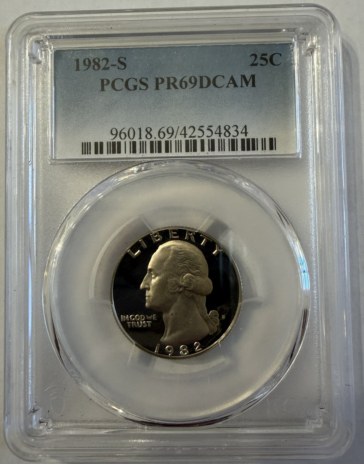 1982-S Washington Quarter 25¢ – PCGS PR69DCAM – Deep Cameo Proof