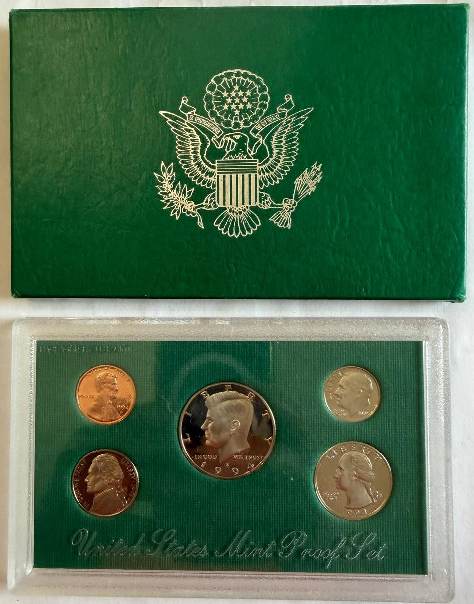 1994-S U.S. Mint Proof Set – 5 Coin Clad Set with Original Government Packaging