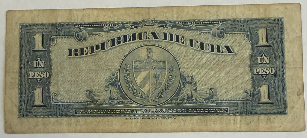 Billete de 1 Peso de Cuba de 1960 – José Martí – Felipe Pazos – Banco Nacional de Cuba – Moneda cubana