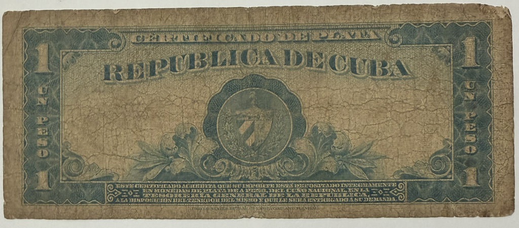 1945 Cuba 1 Peso Silver Certificate José Martí – Pick 69f – Republic of Cuba Banknote