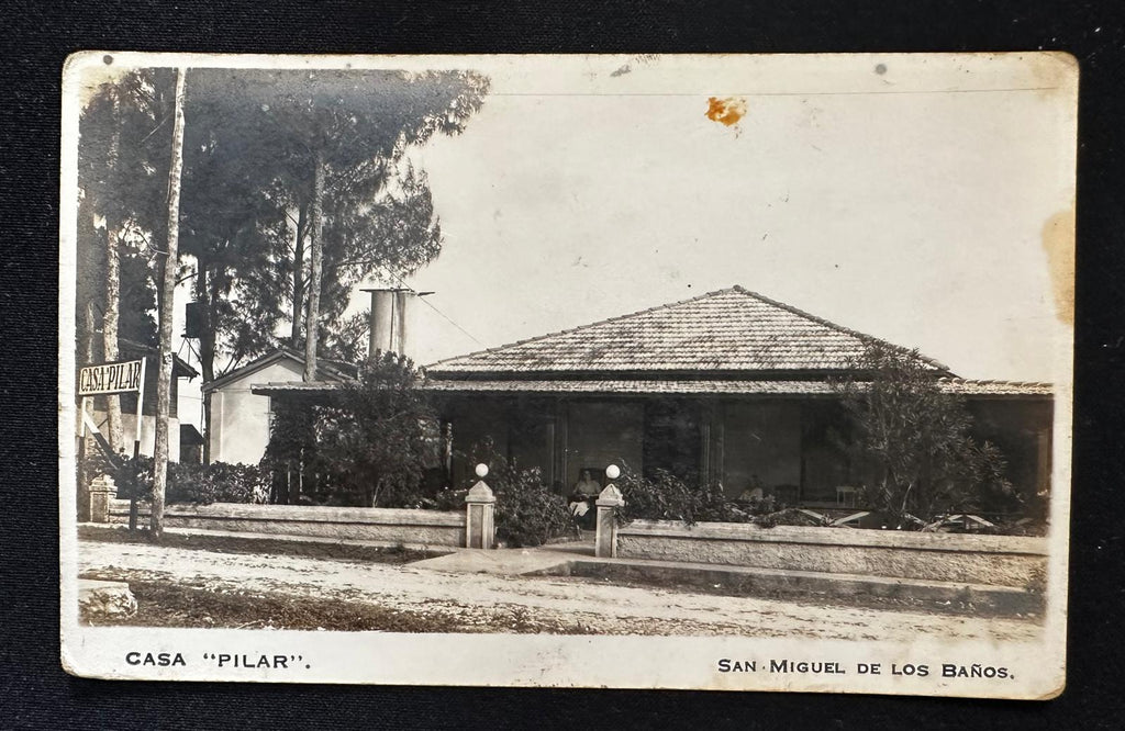 Tarjeta postal fotográfica cubana antigua San Miguel de los Baños, Casa Pilar Cuba