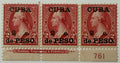 Cuba 1899 Scott #222 2c on 2¢ Washington Plate No. 761 Strip of 3 – U.S. Occupation