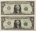 2021 Billetes de $1 de la Reserva Federal Pareja de números de serie consecutivos – St. Louis H – Malerba Yellen