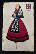 Tarjeta Postal Bordada de Traje Tradicional de Palencia, España Vintage – Ediciones C.D.R