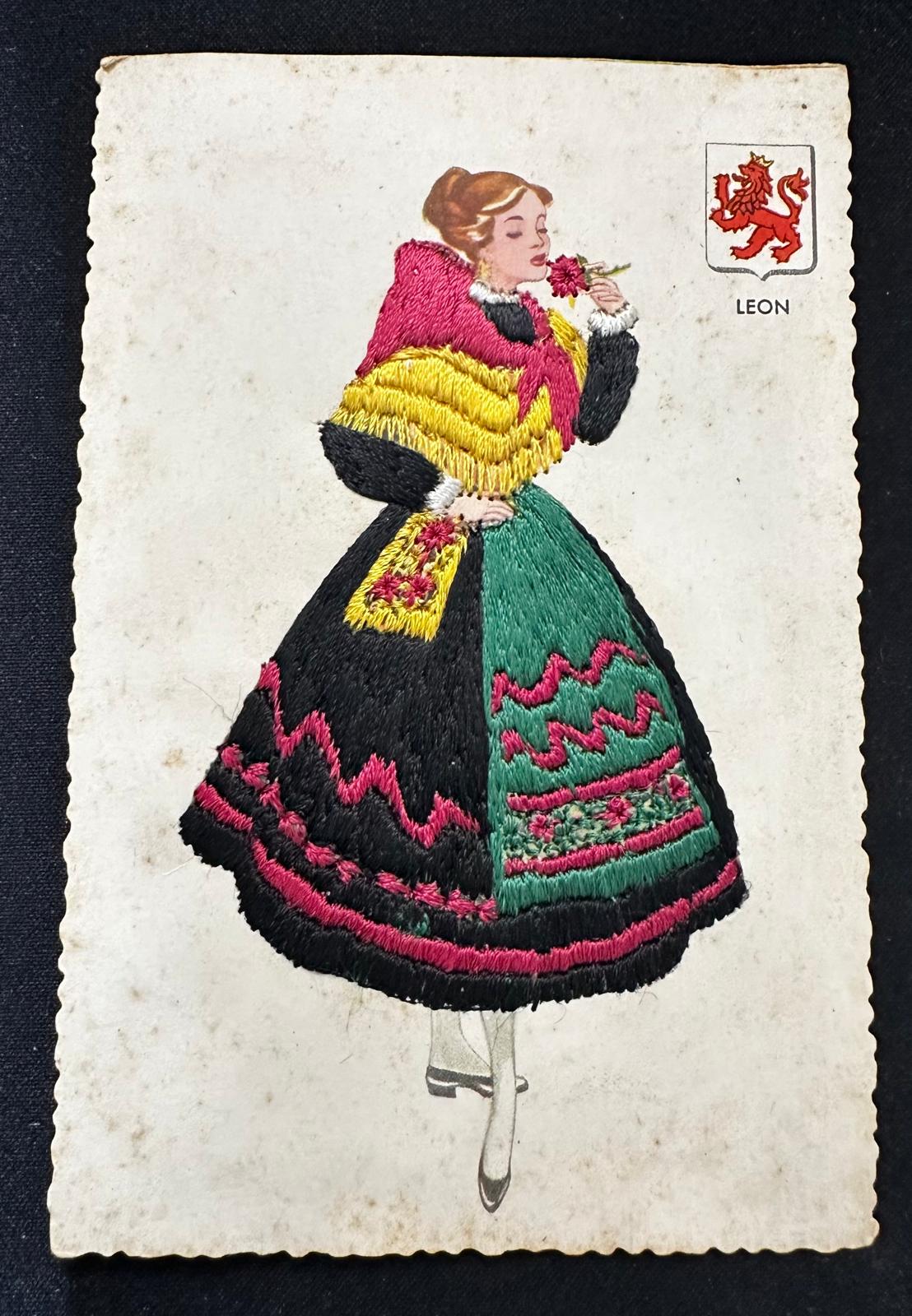 Vintage León Spain Traditional Costume Embroidered Postcard – C.D.R. No. 4