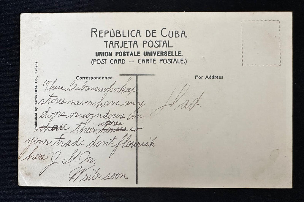 c.1908 Santiago de Cuba Market Street Scene – Harris Bros. No. 48 Postcard
