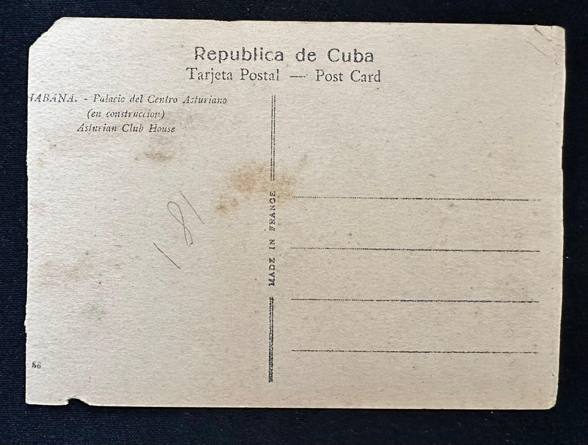 c.1924–1927 Havana Cuba Centro Asturiano Under Construction Postcard
