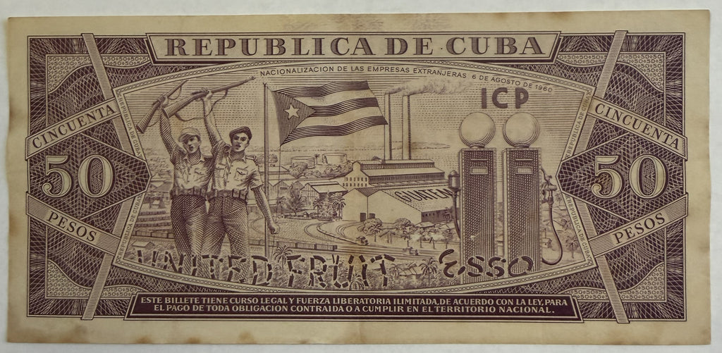 1961 Cuba Billete de 50 Pesos – Firma de Che Guevara – Calixto García – P-98