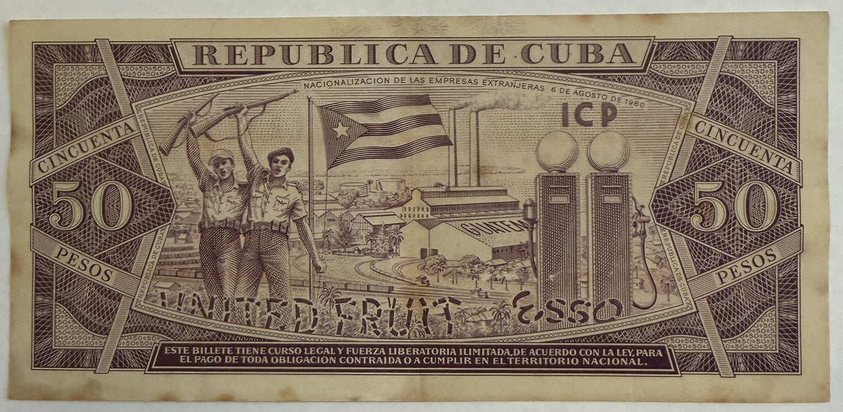 1961 Cuba 50 Pesos Banknote – Che Guevara Signature – Calixto García – P-98