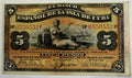 1896 Cuba 5 Pesos Banknote – Banco Español de la Isla de Cuba – Red PLATA Overprint – Spanish Colonial Currency