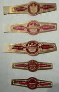 Antique Cuban Cigar Bands Set of 5 – Flor de Cuba M. Valle y Cia Habana – Embossed