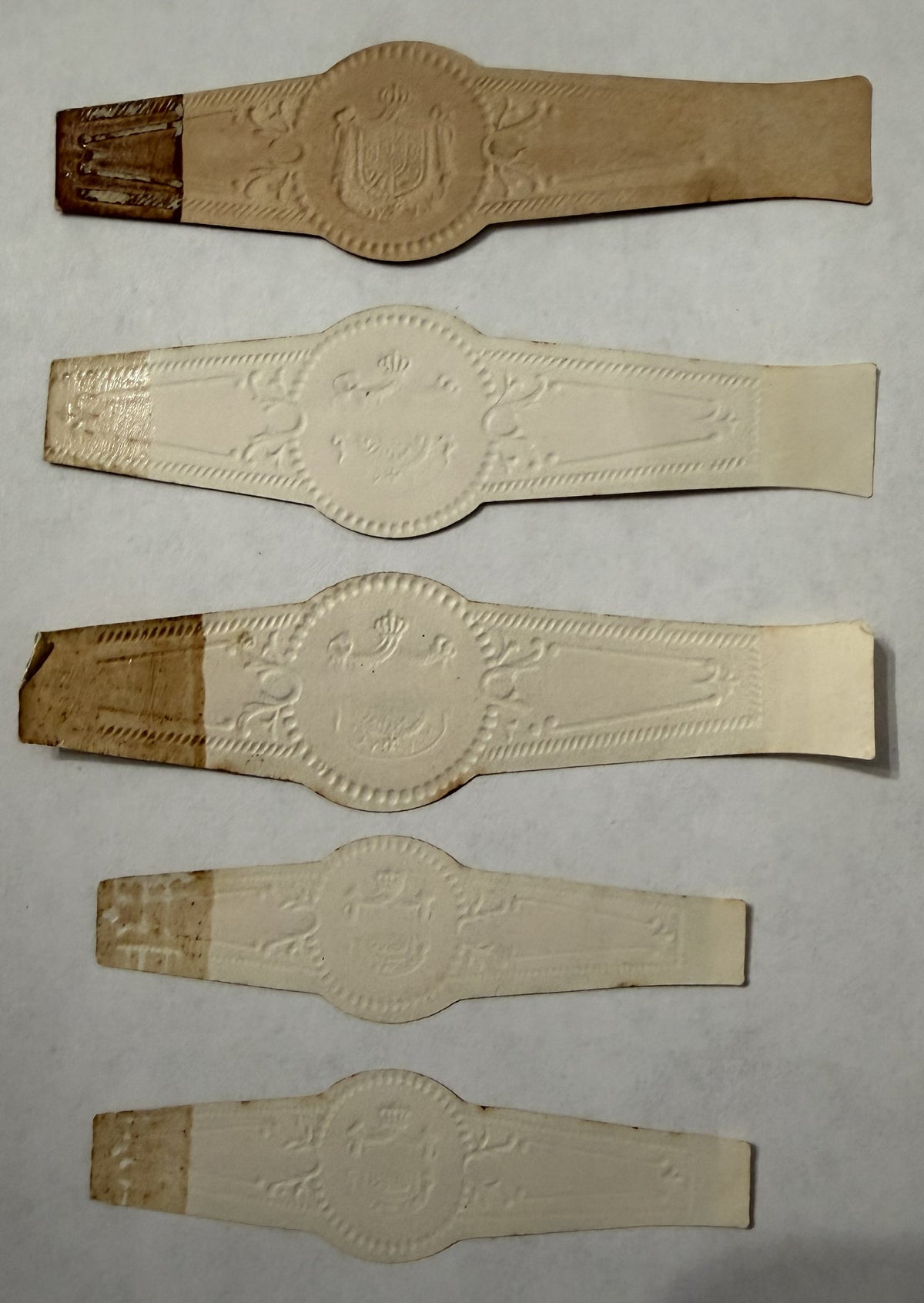 Antique Cuban Cigar Bands Set of 5 – Flor de Cuba M. Valle y Cia Habana – Embossed