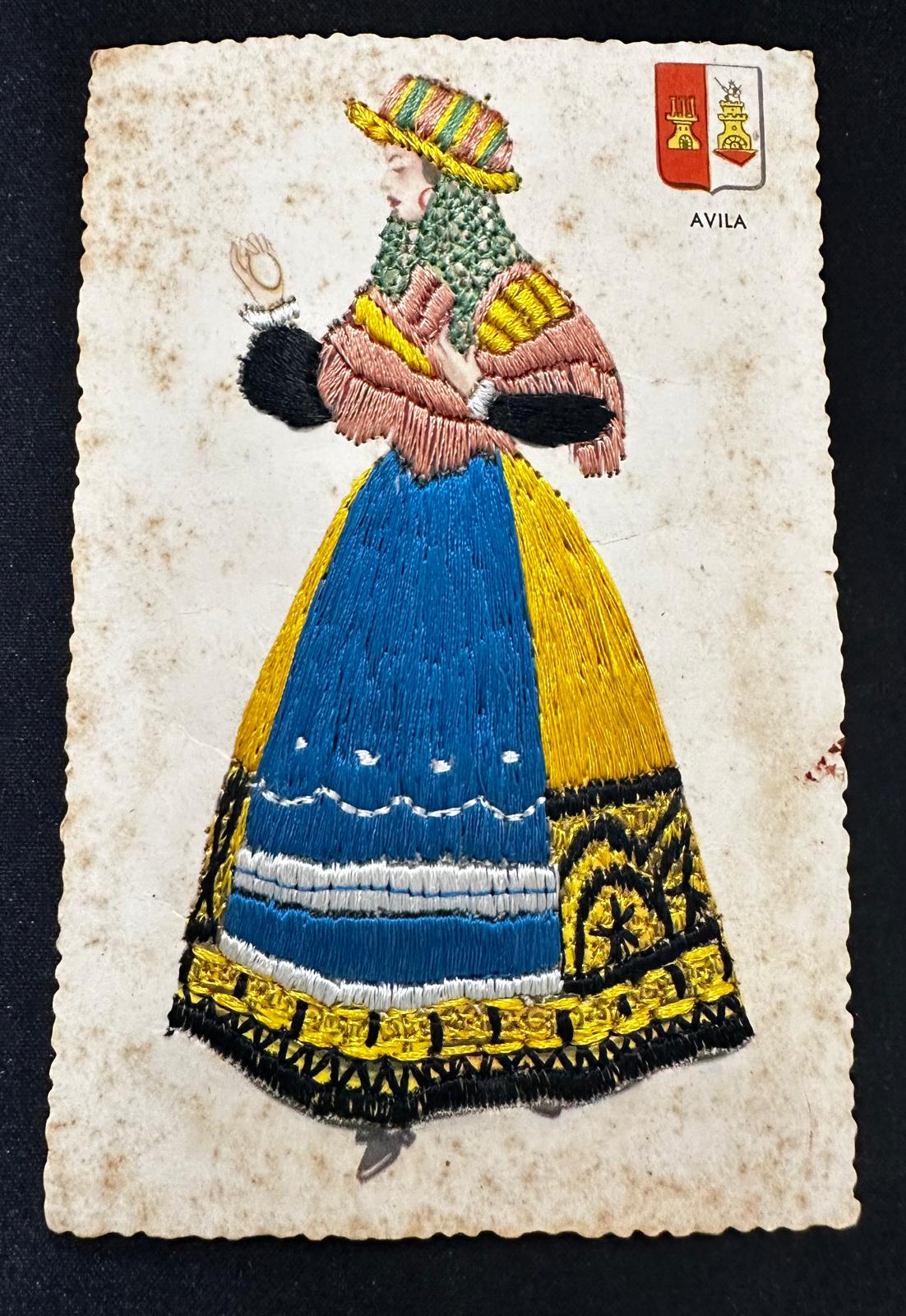 Vintage Ávila Spain Traditional Costume Embroidered Postcard – C.D.R. No. 8