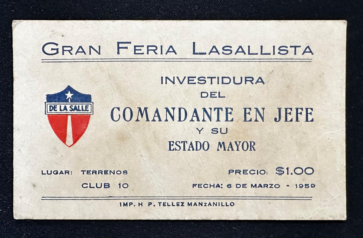 1959 Cuba La Salle Manzanillo Gran Feria Ticket – Club 10 – Rara Ephemera