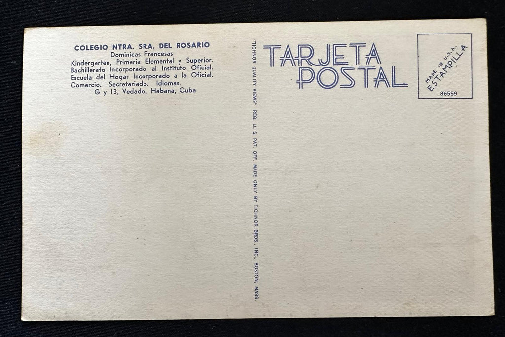 Vintage 1940s–50s Colegio Nuestra Señora del Rosario Havana Cuba Postcard