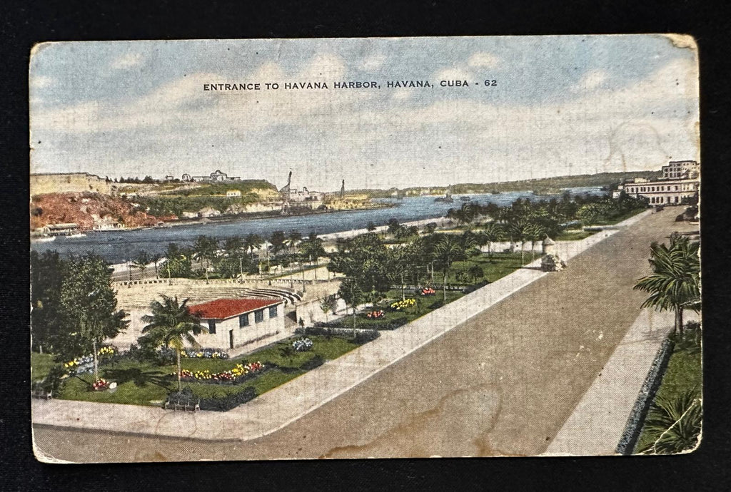 c.1930s–40s Entrance to Havana Harbor Cuba Malecón Natural Color Postcard