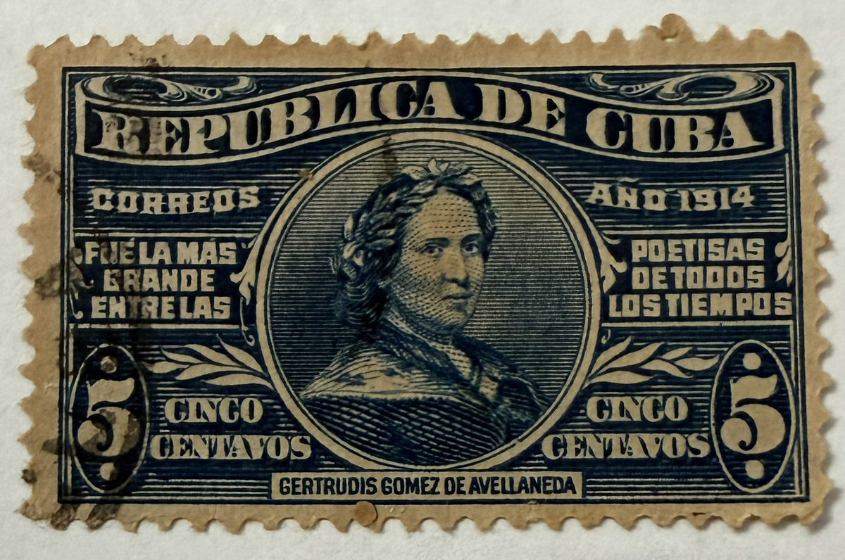 1914 Cuba 5 Centavos Gertrudis Gómez de Avellaneda Stamp – Scott 263 – Unused