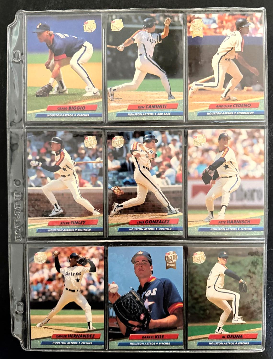1992 Fleer Ultra set de 9 tarjetas de béisbol Astros Biggio, Caminiti, González