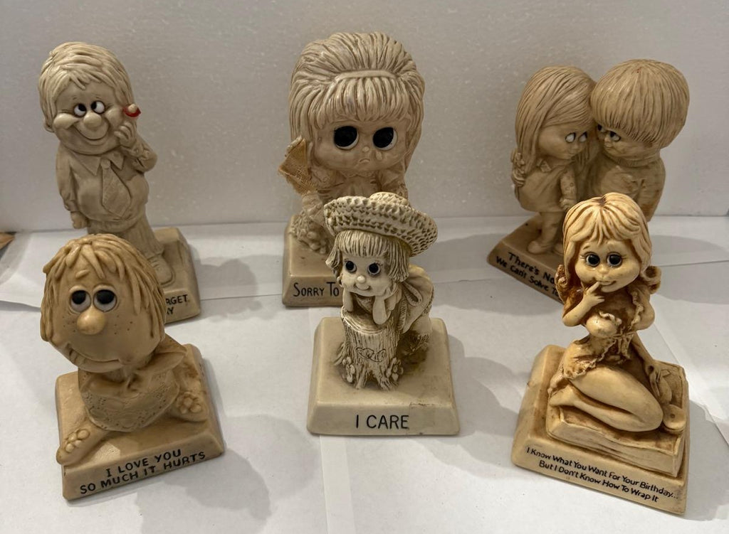 Vintage Russ Berrie Sillisculpts Figurines – Set of 6 – 1960s–70s Retro Humor