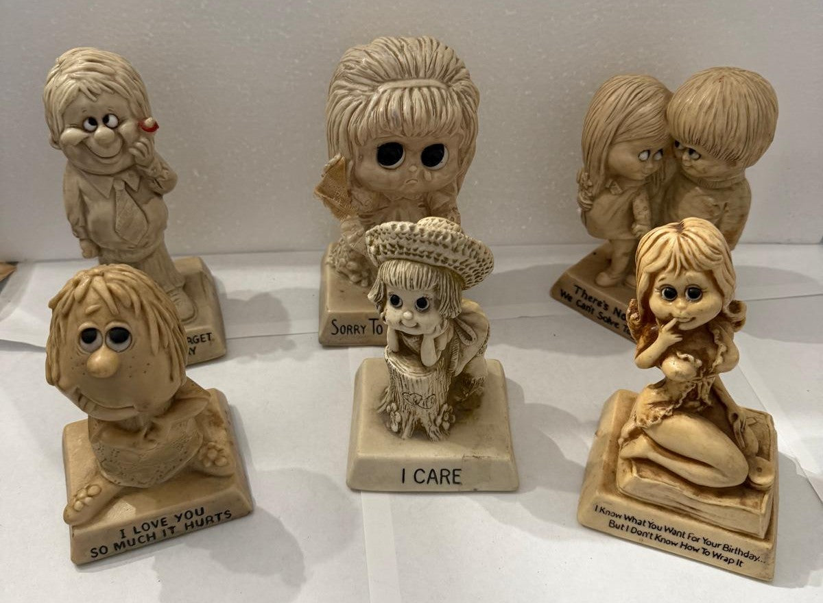 Vintage Russ Berrie Sillisculpts Figurines – Set of 6 – 1960s–70s Retro Humor