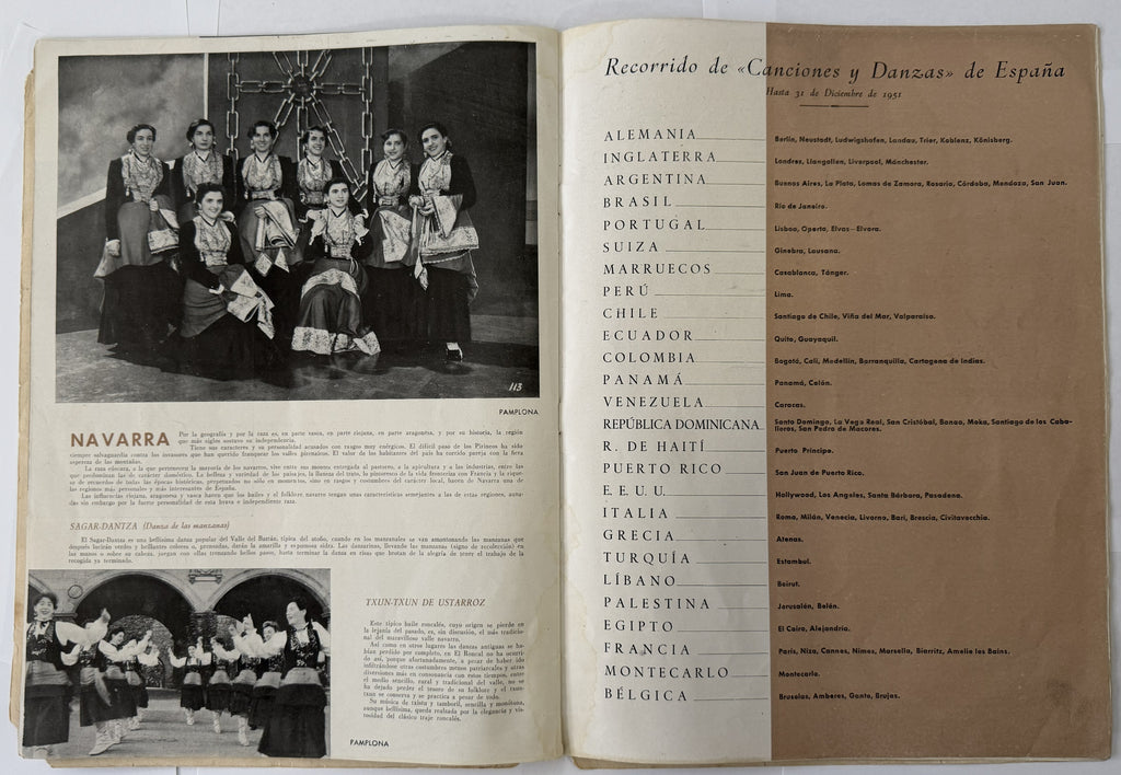 1953 Canciones y Danzas de España – Spanish Folklore Program with Vintage Cuban Bacardi & Hatuey Ads