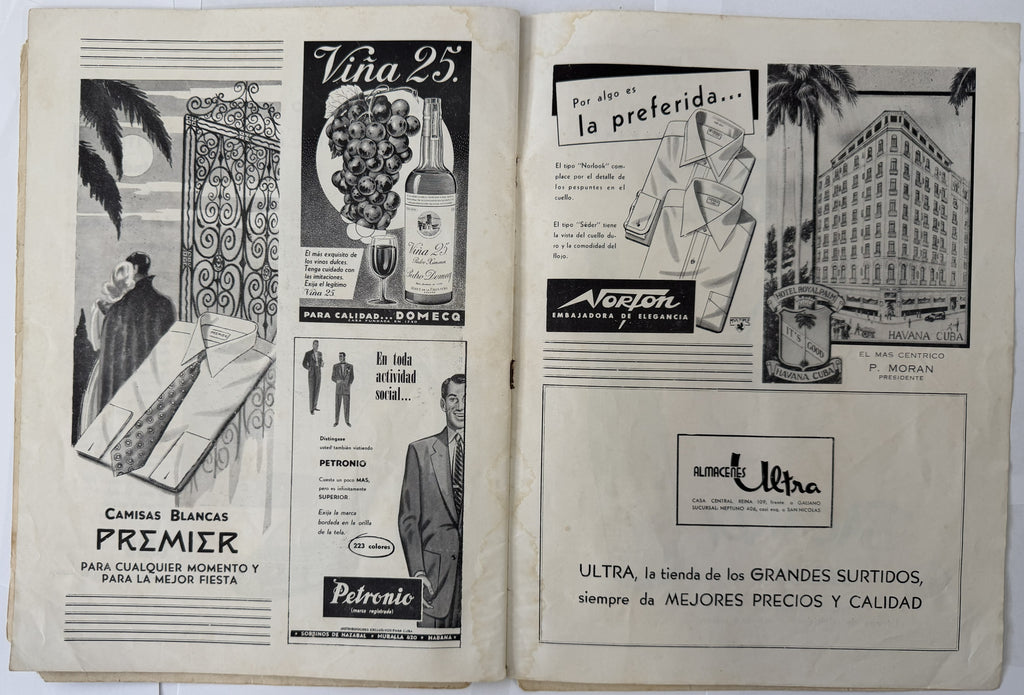 1953 Canciones y Danzas de España – Spanish Folklore Program with Vintage Cuban Bacardi & Hatuey Ads