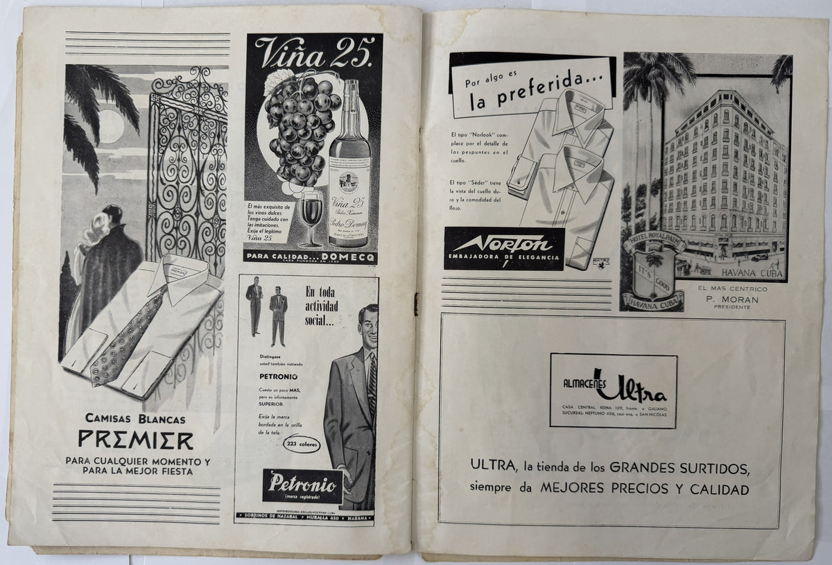1953 Canciones y Danzas de España – Spanish Folklore Program with Vintage Cuban Bacardi & Hatuey Ads