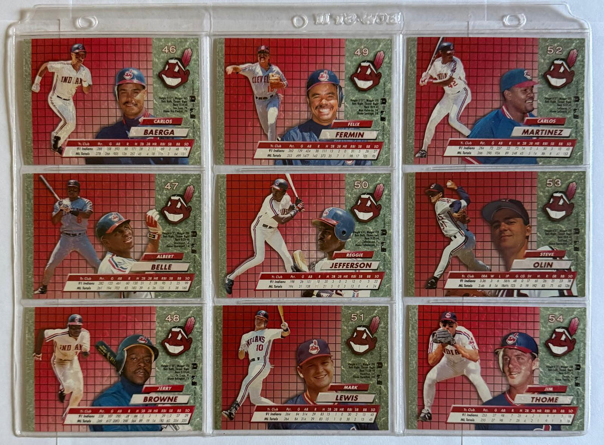 Tarjetas de béisbol Fleer Ultra de Cleveland de 1992 n.º 46–54 – Juego de 9 tarjetas – Novato de Jim Thome