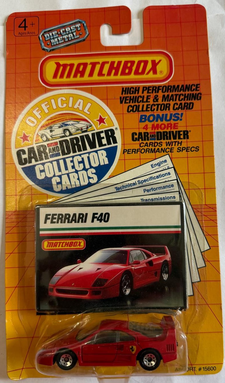 Tarjetas de colección 1989 Matchbox Car & Driver Serie I – 10 autos de metal sellados – Ferrari Porsche Lamborghini