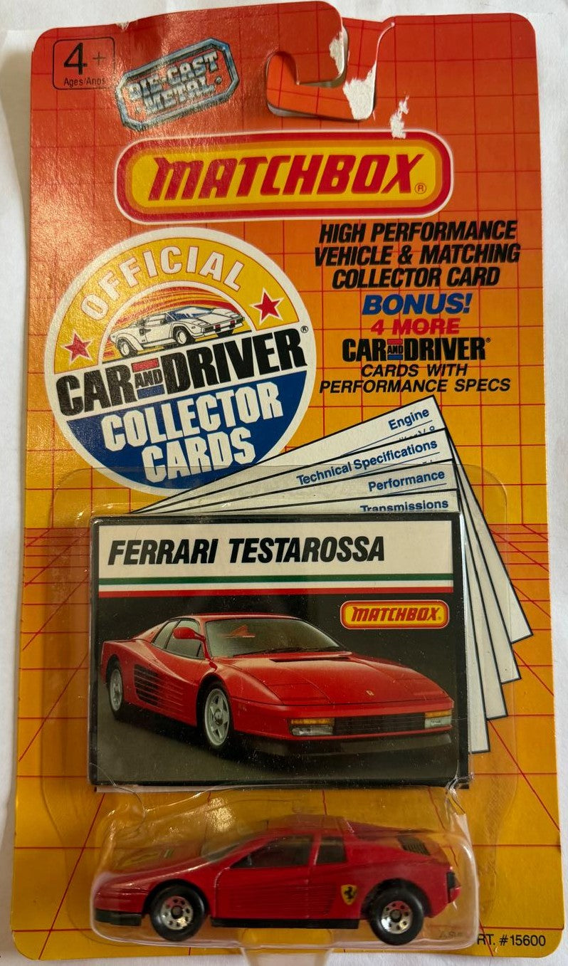 Tarjetas de colección 1989 Matchbox Car & Driver Serie I – 10 autos de metal sellados – Ferrari Porsche Lamborghini